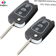 KEYECU Pair Upgraded Folding Remote Car Key - 3 Buttons & 433MHz & ID46 Chip & Uncut Blade- FOB for Kia Morning P/N: 95431-07901 2024 - buy cheap