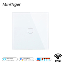 Minitiger-interruptor de parede para casa inteligente, wi-fi, painel de vidro, 1, 2 gang, controle remoto via aplicativo/rf 433 2024 - compre barato