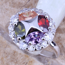 Fabuloso anillo de peridoto verde Multicolor plateado para mujer, joyería para mujer, tamaño 6 / 7 / 8 / 9 R0412 2024 - compra barato