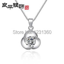 Fashion 100% 925 Sterling Silver Three Leafs Plum Pendant&Necklace For Women High Quality Cubic Zirconia Necklace Freeshipping 2024 - buy cheap