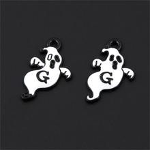 10Pcs Cor Prata Esmalte Encantos Fantasma Dia Das Bruxas Dia Pingente Finding Artesanato Brincos Jóias Suprimentos 20x12mm A3158 2024 - compre barato