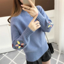 New  Fashion 2021 Women Autumn Winter  Embroidery Cat Brand  Sweater Pullovers  Warm  Knitted Sweaters Pullover  Lady 2024 - buy cheap