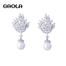 GAOLA-pendientes colgantes de circonia cúbica para mujer, joyería de planta, Micro pavé blanco claro, 2017, GLE6331Y 2024 - compra barato