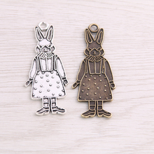 SWEET BELL 5 PCS 20*50mm Two Color Vintage Metal Zinc Alloy Miss Rabbit Charms Fit Jewelry Animal Pendant Charms Makings 2024 - buy cheap