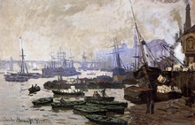 100%-pintura al óleo hecha a mano, reproducción en lienzo de lino, pintura al paisaje, barcos en la piscina de Londres, 1871 de claude Monet 2024 - compra barato