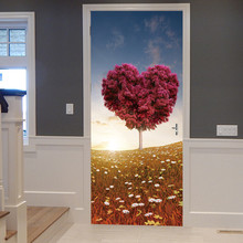 77x200 см 3D красное сердце креативные двери наклейки ПВХ самоклеющиеся обои DIY водонепроницаемые настенные наклейки для гостиной спальни 2024 - купить недорого