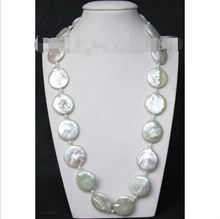 Collar de perlas blancas j9366, oblea brillante de 21 "y 22mm, Envío Gratis 2024 - compra barato