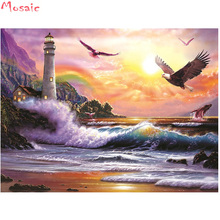 Diamond embroidery"Seaside/lighthouse/eagle"full square diamond painting Cross Stitch natural scenery Rhinestone mosaic decor 2024 - buy cheap