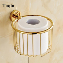 Toilet Roll Paper Holder Shelf Solid Brass Gold Bathroom Accessories Tissue Roll Holder Storage Rack 2024 - buy cheap
