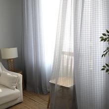 Cortinas de tul nórdico, modernas cortinas a cuadros con entramado de tul liso, cortinas para sala de estar, cortinas transparentes de ventana Beige, gasa para dormitorio 2024 - compra barato