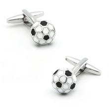 Men's 3D Football Cuff Links Copper Material White Color 2024 - buy cheap