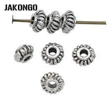 JAKONGO Antique Silver Plated Round Punk Spacer Beads for Jewelry Making Bracelet Loose Beads DIY Handmade Accessories 40pcs 2024 - buy cheap