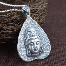 S990 full silver jewelry, antique matte style Male and female Avalokitesva Bodhisattva Mirai Buddha Heart Sutra Scripture Pendan 2024 - buy cheap