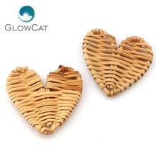 2pcs/lot Heart Style Handmade Rattan Weave Wooden Big Geometric Shape For Pendant Women DIY Drop Earrings 2024 - buy cheap