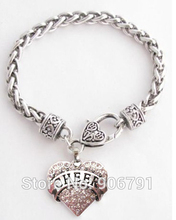 Cheer con cristal blanco corazón langosta garra pulsera joyería 2024 - compra barato