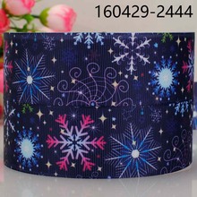 Free shipping 50yards 1/2 " 38 mm black snowflake pattern printed grosgrain tape ribbon DIY hair bow 2024 - buy cheap