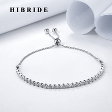 HIBRIDE New Fashion Round Crystal Cubic Zircon Tennis Bacelets For Women Box Chain Pulseras Mujer Jewelry B-141 2024 - buy cheap