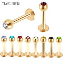 TIANCIFBYJS Wholesale Piercing Lip mix Colors 100pcs/lot Fashion Stainless Steel Body Jewelry Lip Piercings Gold Labret Ring 2024 - buy cheap