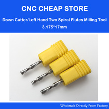 5pcs 3.175x17mm left hand down cut cutter spiral two double flute cutting Milling Cutter Knife Router Bit Woodwork Tool 2024 - buy cheap