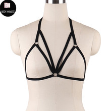 Mulheres preto pastel goth arnês cinto bondage sutiã rave wear corpo arnês sexy gaiola sutiã 2024 - compre barato