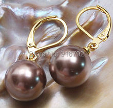 Wholesale  >>>>12mm Round south sea shell pearl NEW- GP Hook dangle earrings AAA Grade 2024 - buy cheap
