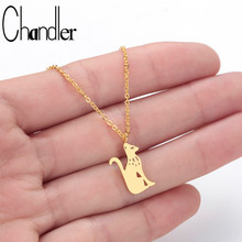 Chandler Cat Kitty Pendnat Necklace Stainless Steel Gold Color  Color Cute Animal Pet Dainty Fashion Birthday Gifts 2024 - buy cheap
