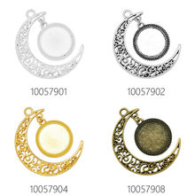 20pcs moon pendant tray,16mm round pendant bezel,metal filled pendant blank,pendant setting-100579 2024 - buy cheap