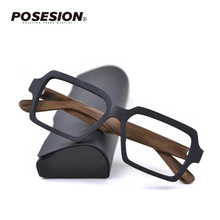 Monturas de gafas cuadradas de madera para hombre y mujer, monturas de óptica graduadas de gran tamaño 2024 - compra barato