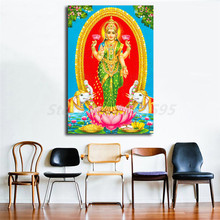 Lakshmi ji HD papel tapiz arte de pared lienzo póster y lienzo impreso cuadro de pintura decorativa para oficina sala de estar decoración del hogar 2024 - compra barato