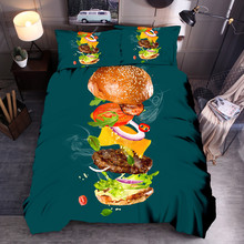 Hamburger Duvet Cover Set, Retro Hand Drawn Style Burger and Ingredients Gourmet Delicious Fast Food  Bedding Set For kids 2024 - buy cheap