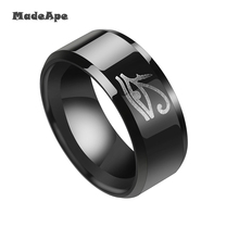 Madape deuses do egito preto titânio aço inoxidável anel de casamento banda de fãs de filmes anéis para mulher tamanho 7-13 2024 - compre barato