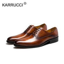 KARRUCCI/Классические оригинальные итальянские Мужские модельные туфли ручной работы из натуральной кожи; Коричневые удобные роскошные вечерние туфли; Обувь; Размеры 39-50 2024 - купить недорого