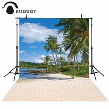 Allenjoy fotografia fundo de verão praia plam árvore céu azul férias natureza photocall backdrops para photo studio photozone 2024 - compre barato