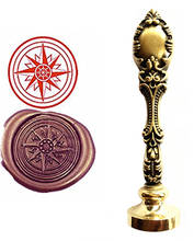 Compass Sealing Vintage Custom Picture Logo Luxury Wax Seal Sealing Stamp Brass Peacock Metal Handle Gift Set 2024 - buy cheap