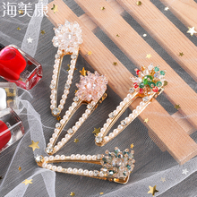 Haimeikang New Women Floral Pearl Jewelry Hair Clips Crystal Rhinestone Duckbill Clip Hairpin Bangs Barrettes Hair Accessories 2024 - buy cheap