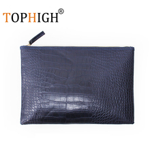 TOPHIGH Women Vintage Split Leather Bags Crocodile Pattern Envelope Shoulder Bag Ladies Clutch Handbag Female Gift 2024 - buy cheap