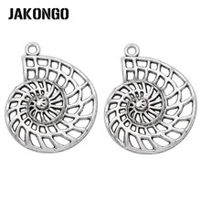 Jakongo amuletos de prata, antigo, oco, concha, pingente para pulseira, faça você mesmo, acessórios, artesanato, 36x28mm 2024 - compre barato