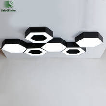 Modern Geometric Hexagon Led luminaria Chandelier Matte Black White Metal Ceiling Chandelier Diy Style Indoor Lighting 2024 - buy cheap