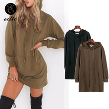 Oversized Hoodie Dress Poleron Mujer 2021 Plain Hooded Punk Sweatshirt Kangaroo Pocket Hoodie Drawstring Women Tunic Long Sleeve 2024 - buy cheap