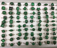 Anillos con dijes para mujer, Pavo real verde de ágata de cebra, anillo de plata, Color plateado, tamaño mixto, 20 unids/lote 2024 - compra barato