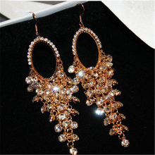 Luxury Crystal Tassel Long Earrings Super Shinning Rhinestone Gold Silver Color Earring Women Fashion Jewelry Bijoux NWL1207 2024 - buy cheap