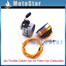Racing Carburetor + Air Filter + Gas Throttle Cable For 2 Stroke 49cc 50cc 60cc 66cc 80cc Motorized Bicycle Push Bike Gold 2024 - buy cheap