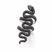 Trendy CZ Crystal Black Cubic Zirconia Snake Ring Eternity Cool Men and Women Jewelry Glam Silver Color Untuk Wanita Bijoux 2024 - buy cheap
