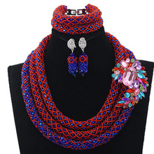 Vintage Blue/Red Beads Jewelry Set 2 Layers Statement Necklace Set Indian Bridal Jewelry Set Party Gift Free Shipping HX633 2024 - buy cheap