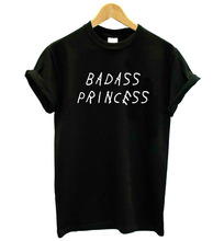 Женская футболка с принтом принцессы BADASS, хлопковая Повседневная забавная футболка для девушек и женщин, хипстерская футболка Tumblr, Прямая поставка F751 2024 - купить недорого