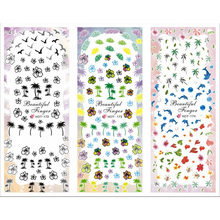 3 упаковки/набор, наклейки для ногтей с цветочной мозаикой, рыбой, ладоней и птицей, переводная переводка для ногтей 2024 - купить недорого