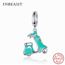 INBEAUT 100% Real 925 Sterling Silver Blue Enamel Electric Scooter Charms Cute Motobike Beads fit Brand Bracelet Gift Jewelry 2024 - buy cheap
