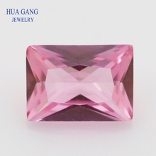 2# Pink Stone Rectangle Shape Princess Cut Synthetic Corundum Gems stone For jewelry Size 2x3~8x10mm Free Shipping 2024 - buy cheap