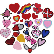 Free Shipping 10 pcs Heart shape Embroidered patch iron on Motif Applique hat bag shoe phone decor clothing repair accessories 2024 - buy cheap