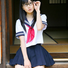 Униформа японской школьницы | 3 белых планки, короткий рукав, красный шарф, матросский костюм | Косплей, униформа JK, женская одежда 2024 - купить недорого